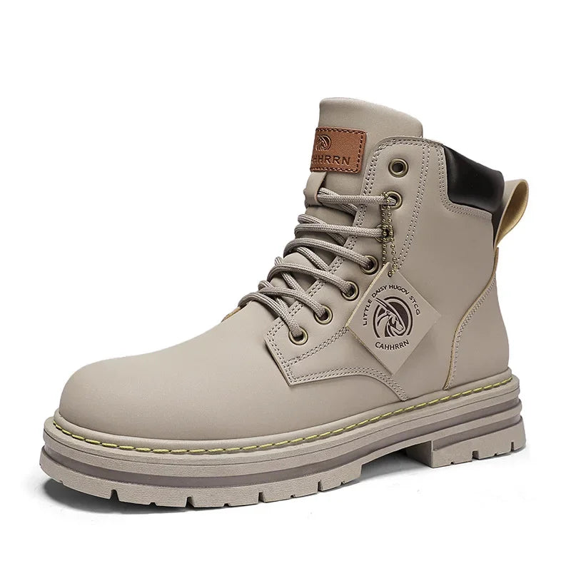 Military Style Leather Winter Boots