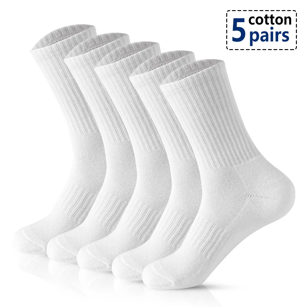 Men White and Black Cotton Socks