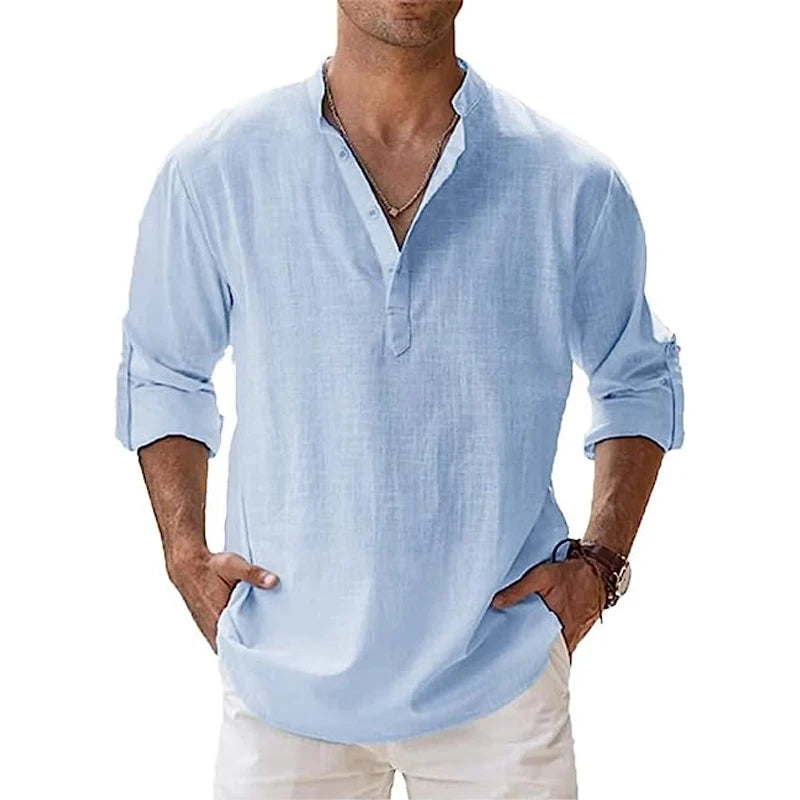 Men Cotton Solid Long Sleeve Shirt