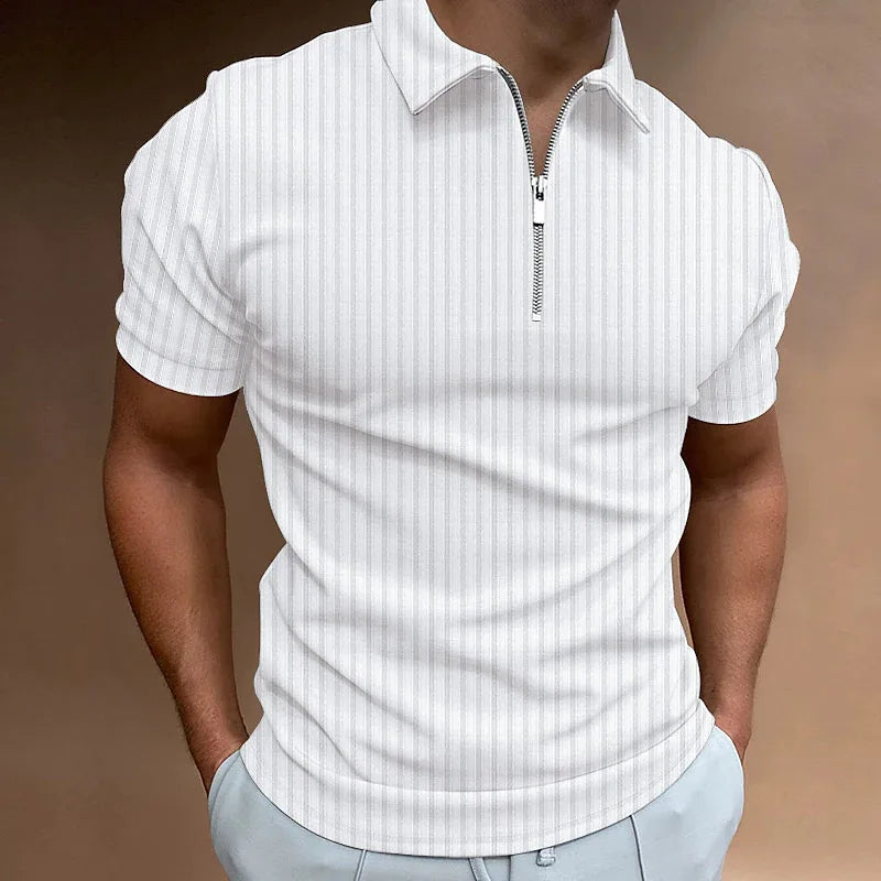 Men Zipper Short Sleeve T-shirt