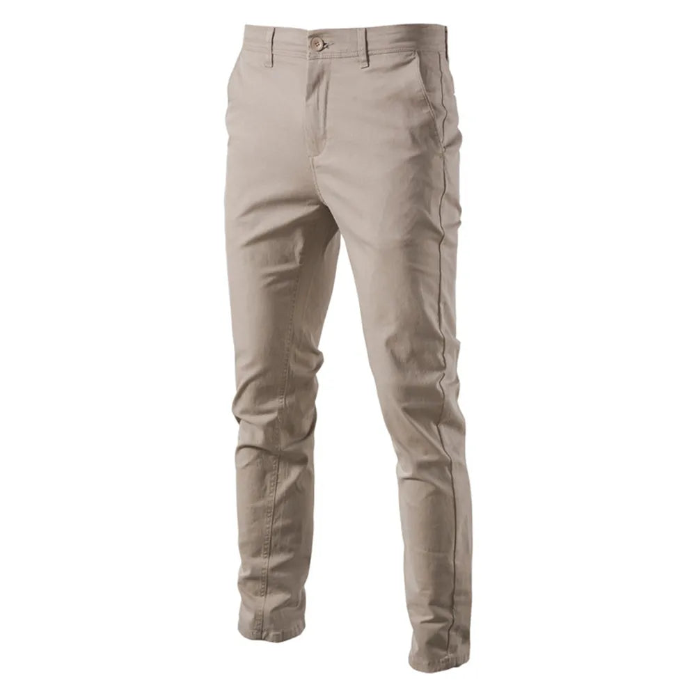 Cotton Solid Color Slim Fit Chinos Pants